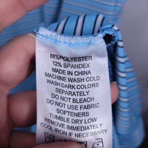 Footjoy Polo Shirt Men 3XL Striped Blue, White Golf Performance Activewear - Picture 11 of 12